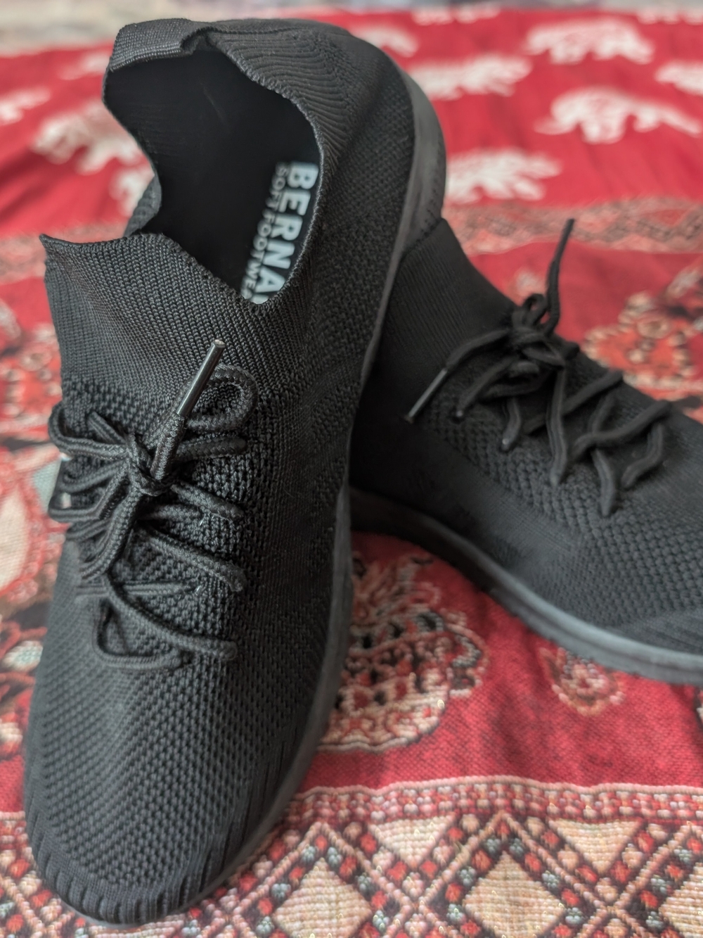 Men's Black Knit Slip-On Sneakers